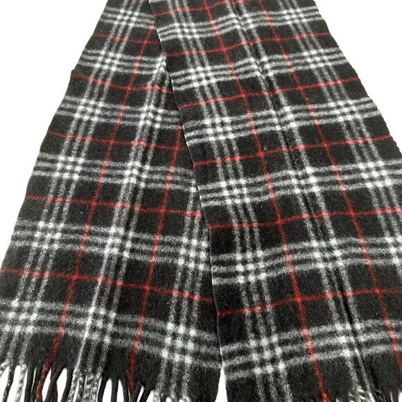 Burberry Classic Check Scarf Black 100% Lambswool Unisex Scarf Made In England - Picture 4 of 7